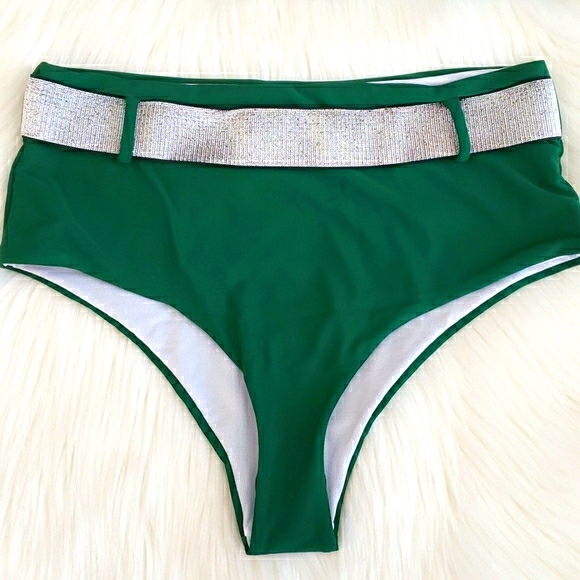Metallic Straps Bikini Set with Highwaist Bottoms - Picture 5 of 8